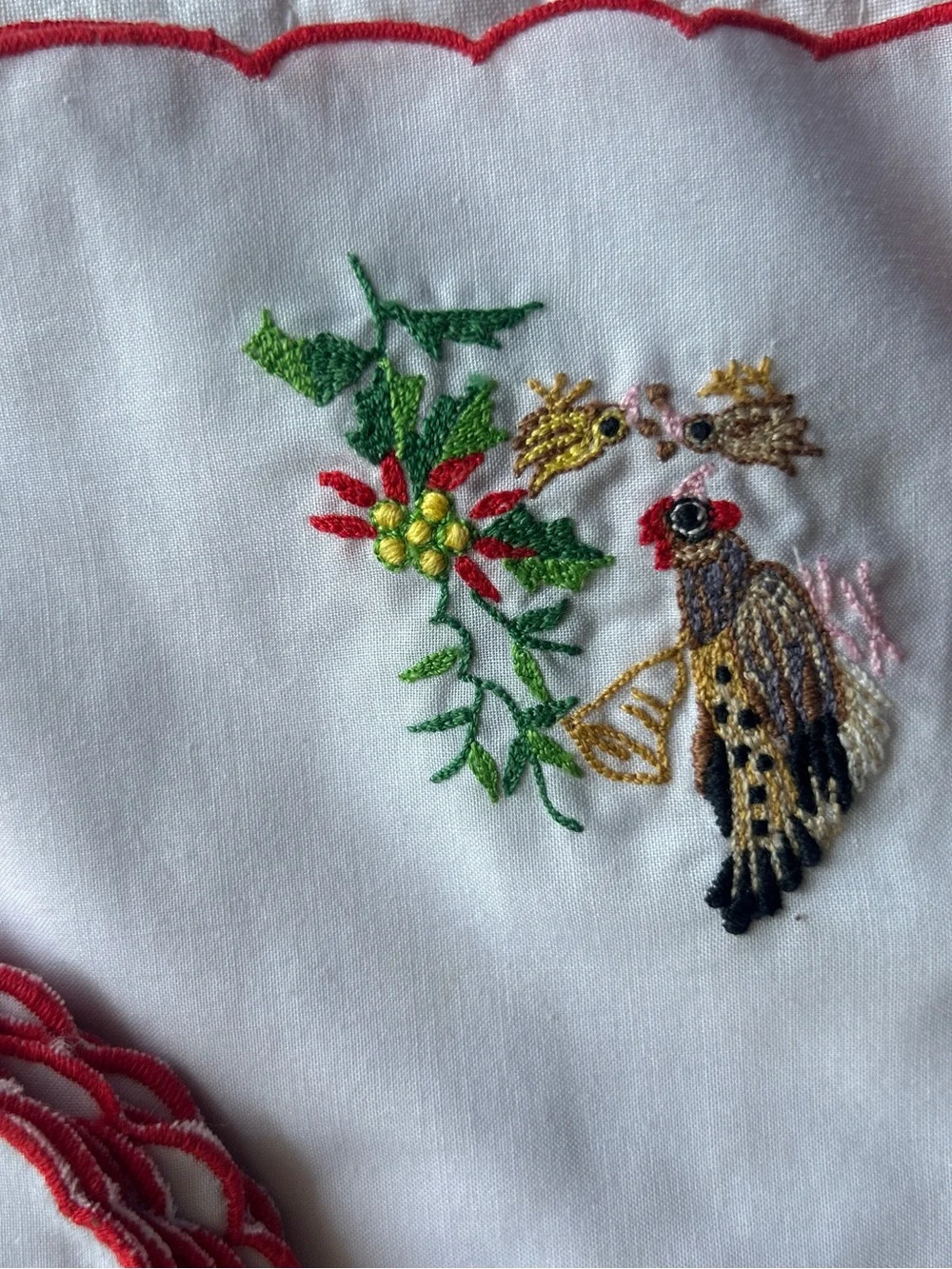 Rare vintage embroidered napkin and drink coaster 24 piece set